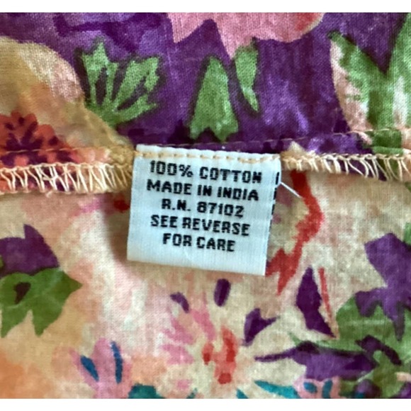 Vintage Goa Square Neck Floral Embroidered Boho Women's Top in Mango ~ Large NWT - Picture 9 of 11